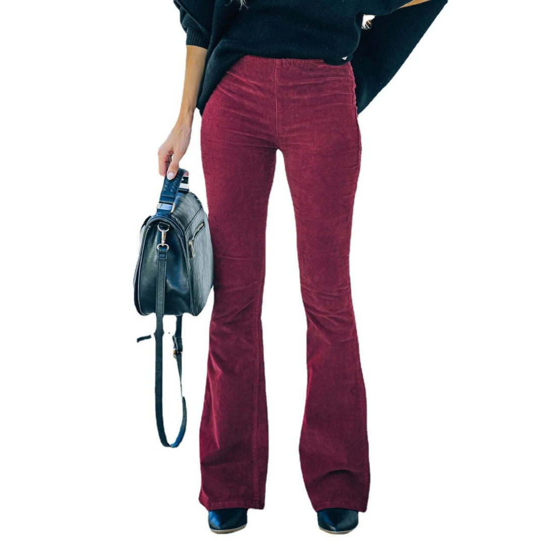 Casual High-Waisted Wide Leg Corduroy Pants for Women
