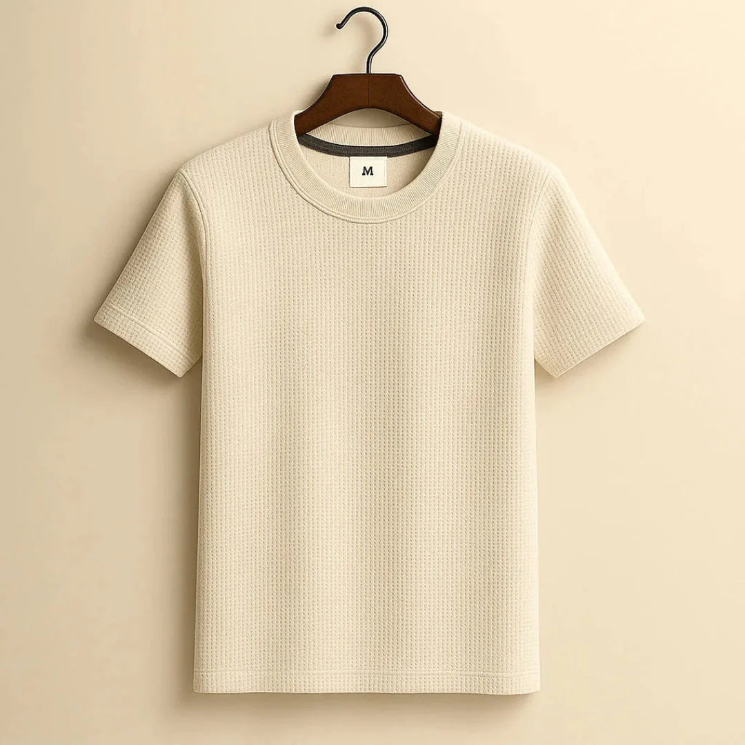 Braden Cotton Tee with Waffle-Knit Design