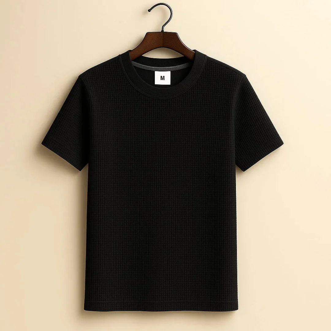 Braden Cotton Tee with Waffle-Knit Design