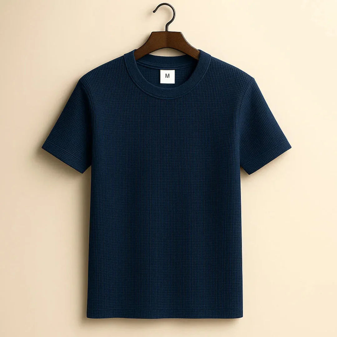 Braden Cotton Tee with Waffle-Knit Design