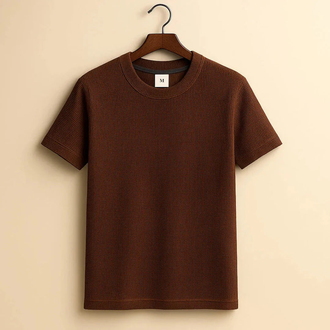 Braden Cotton Tee with Waffle-Knit Design