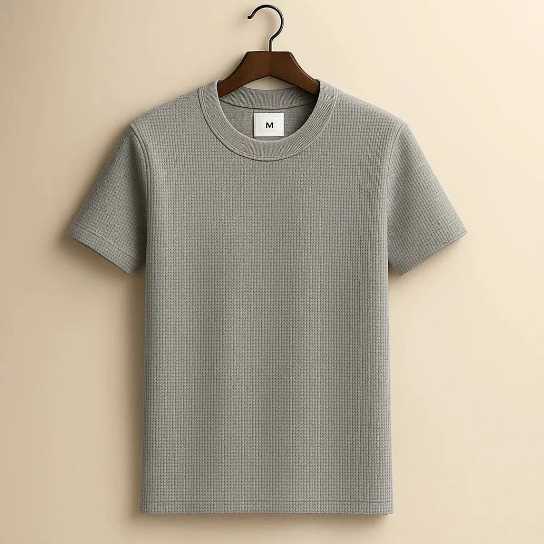 Braden Cotton Tee with Waffle-Knit Design