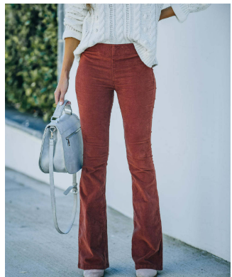 Casual High-Waisted Wide Leg Corduroy Pants for Women