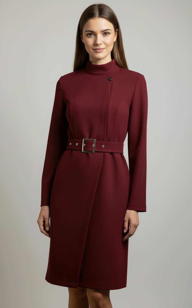 Camille | Women's Belted Midi Coat Dress for Winter